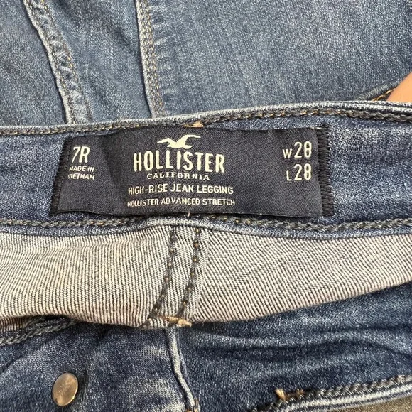 Hollister High-Rise Jean Legging Womens 7R Blue Distressed Denim Skinny Jeans - Picture 5 of 10